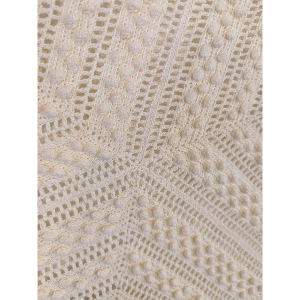Antique Gorgeous Vintage Crochet Knitted Bed Spread Coverlet Scalloped Edges F/Q